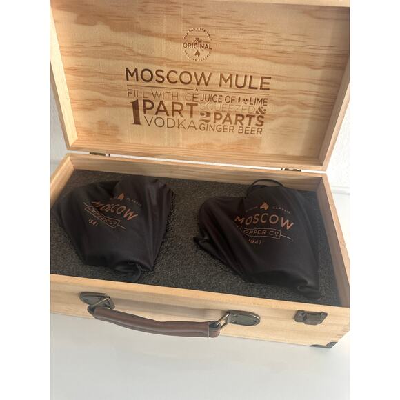 Moscow Mule 2 mugs 9 piece gift set with original box NWB coasters included - Picture 5 of 12